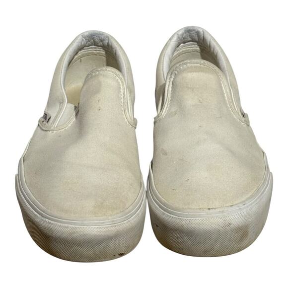 Vans Classic Slip On White Canvas Sneakers Women's 8 Triple White 721356 - Picture 3 of 8